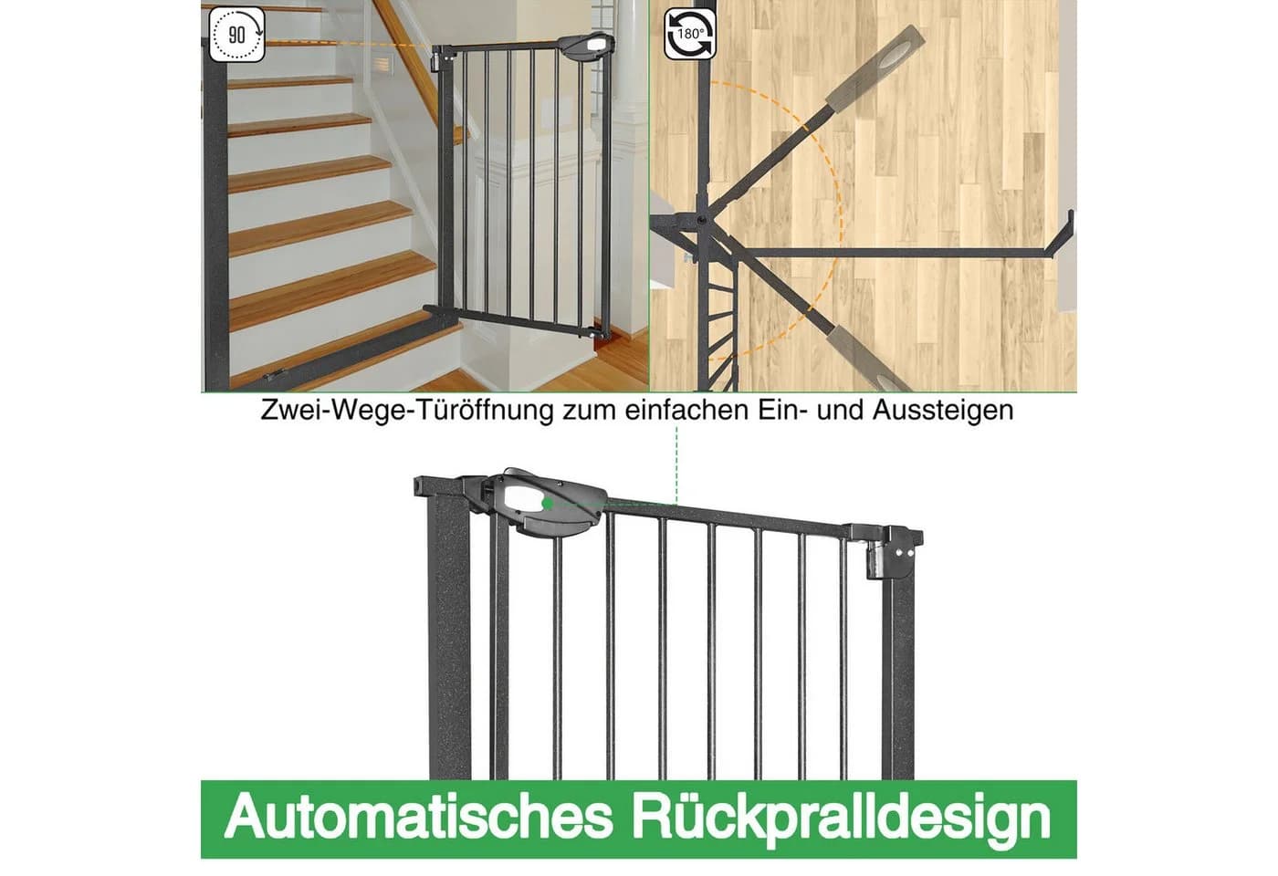FIVMEN Treppenschutzgitter Weiß/Schwarz Metall Kindersicherung - Bild 4