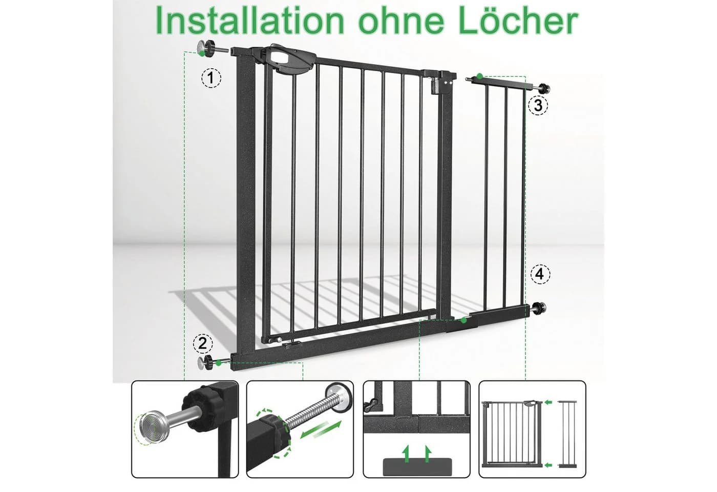 FIVMEN Treppenschutzgitter Weiß/Schwarz Metall Kindersicherung - Bild 5