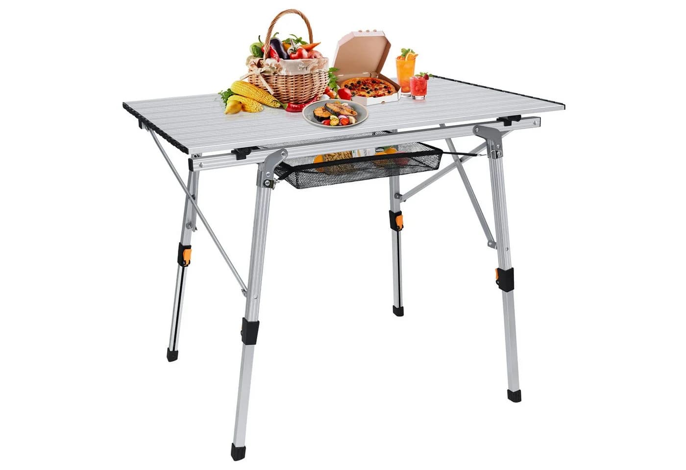 FIVMEN Campingtisch Faltbar Höhenverstellbar Aluminium Silber/Schwarz - Bild 2