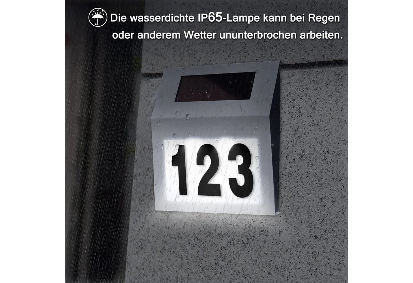 FIVMEN Solar Hausnummer mit LED-Beleuchtung Silber - Bild 5