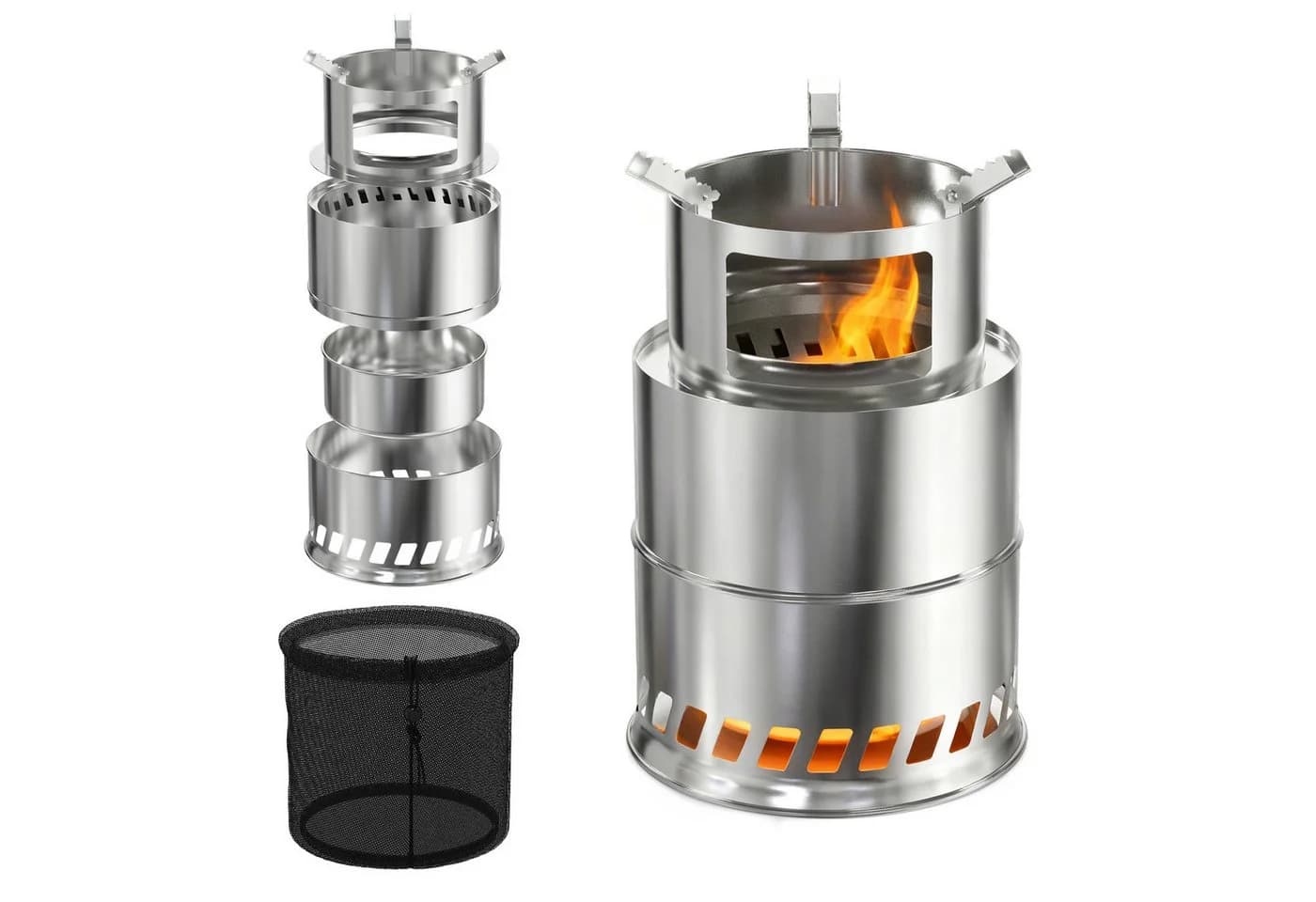 FIVMEN Feuerschale Campingkocher Edelstahl Tischkamin Silber - Bild 2