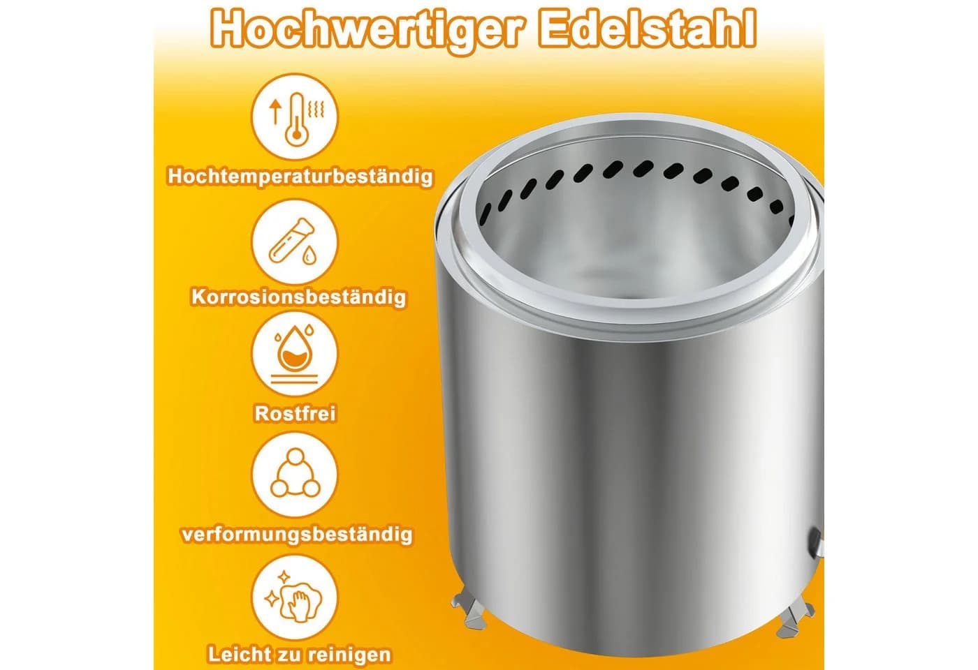 FIVMEN Feuerschale Campingkocher Edelstahl Outdoor Holzvergaser Kocher - Bild 3