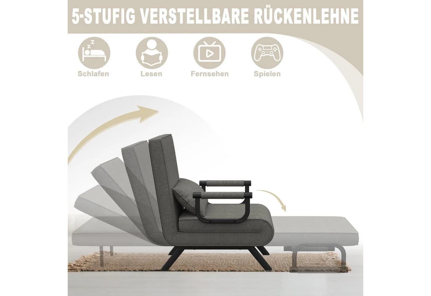 FIVMEN Sessel 3 in 1 Schlafsessel Schlafsofa Klappbares mit Bettfunktion - Bild 3