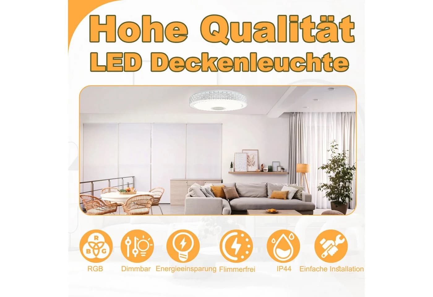FIVMEN LED Deckenleuchte Dimmbar Farbwechsel Bluetooth Lautsprecher