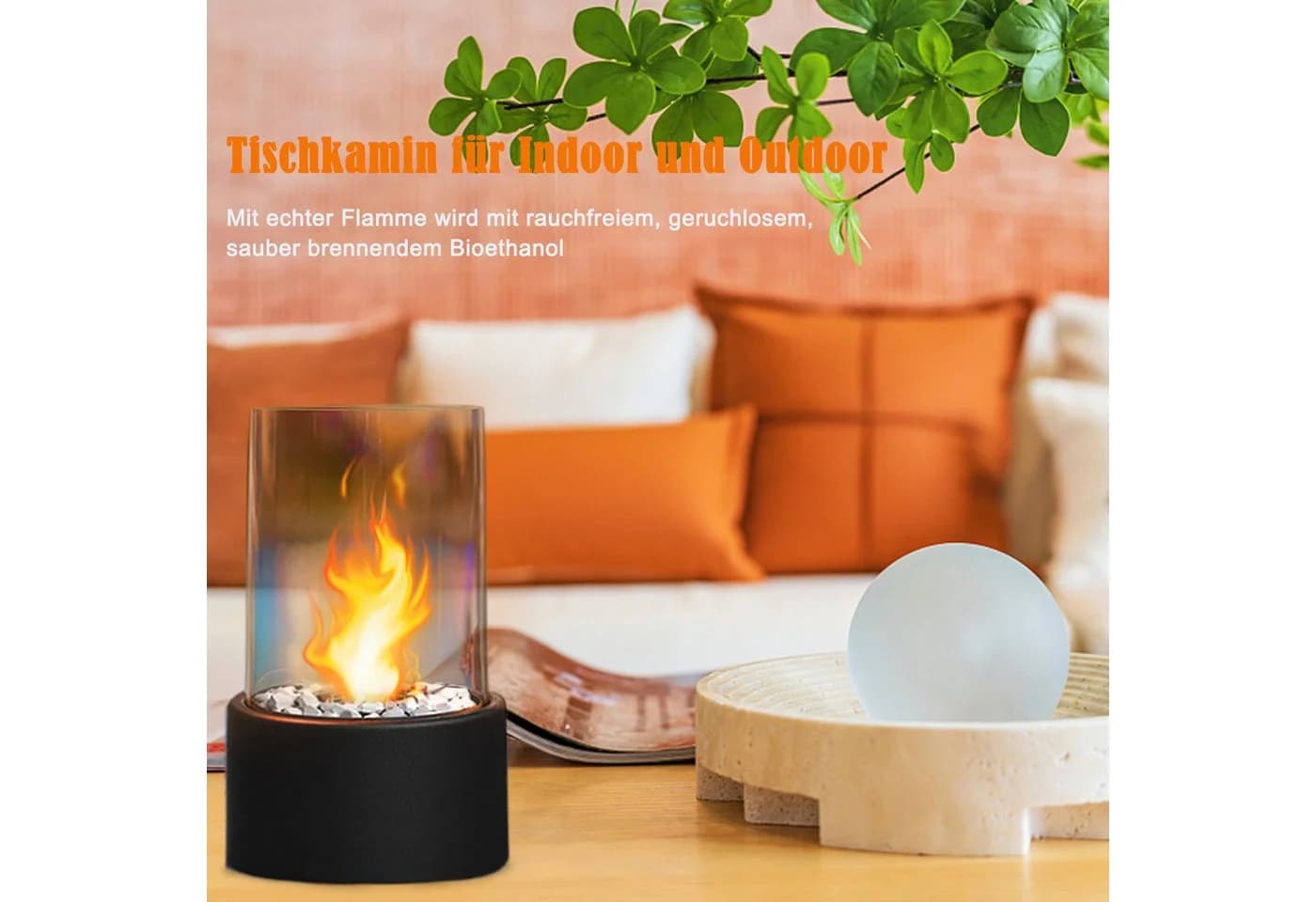 FIVMEN Tischfeuer Ethanol Tischkamin Indoor Outdoor Eckig/Rund Kamin Tischfeuerstelle - Bild 5