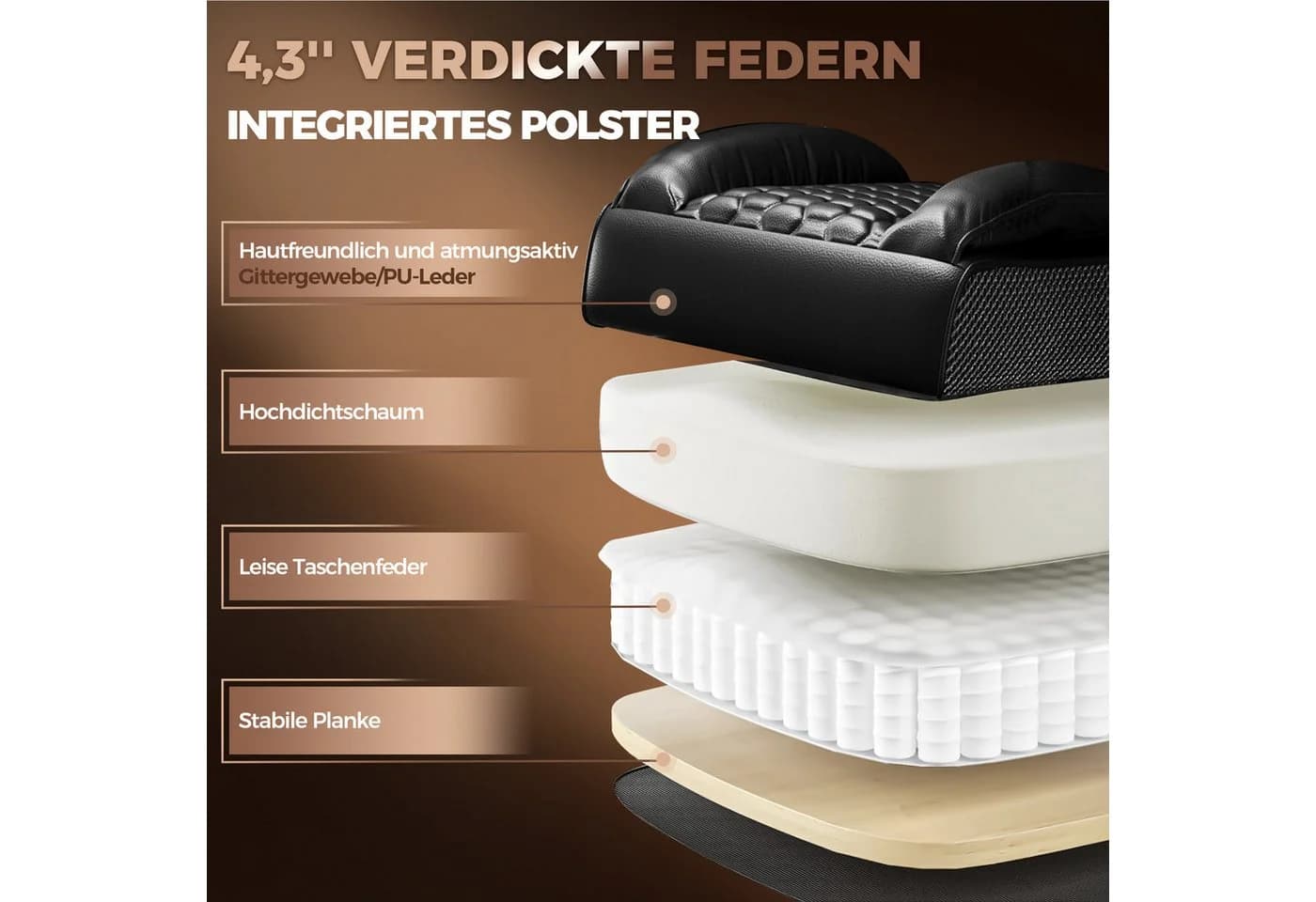 FIVMEN Ergonomischer Bürostuhl mit Fußstütze und PU-Leder - Bild 4