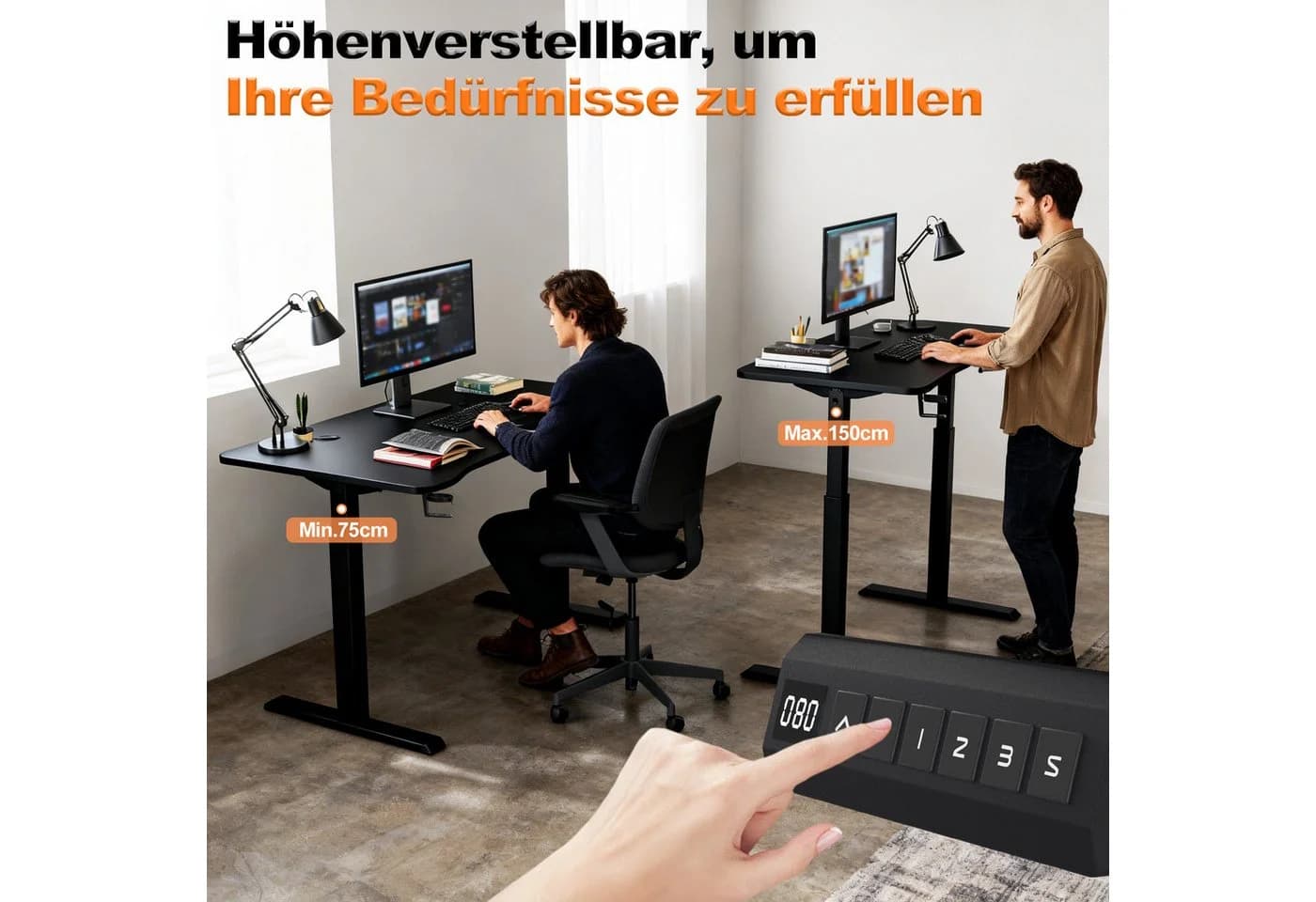 FIVMEN Höhenverstellbarer Schreibtisch mit Speicherfunktion und Typ-C-Anschluss - Bild 3