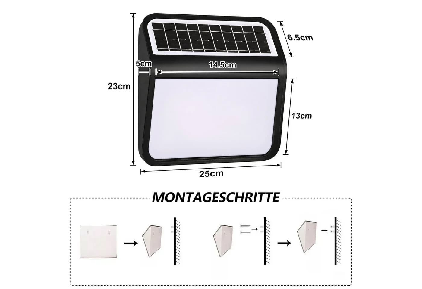 FIVMEN Solar Hausnummer LED Beleuchtung Schwarz Edelstahl