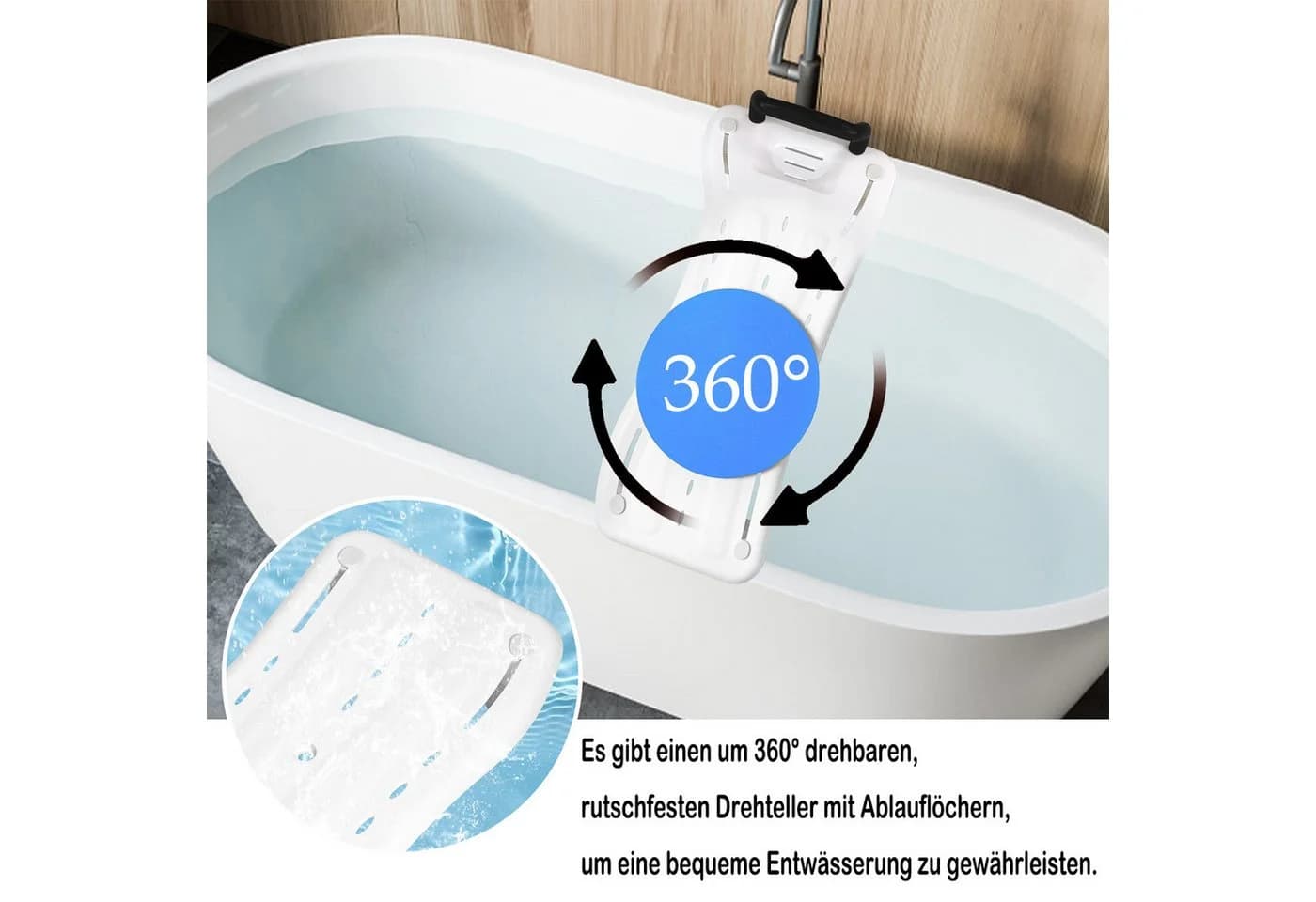 FIVMEN Badewannenbrett mit Drehscheibe und Seifenablage - Bild 5