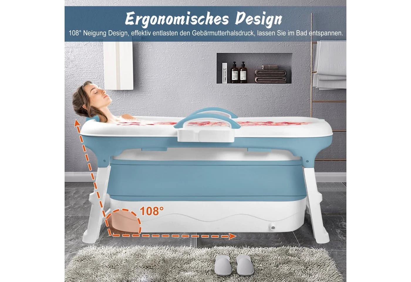 Faltbare, tragbare XXL-Badewanne aus Kunststoff - Bild 4