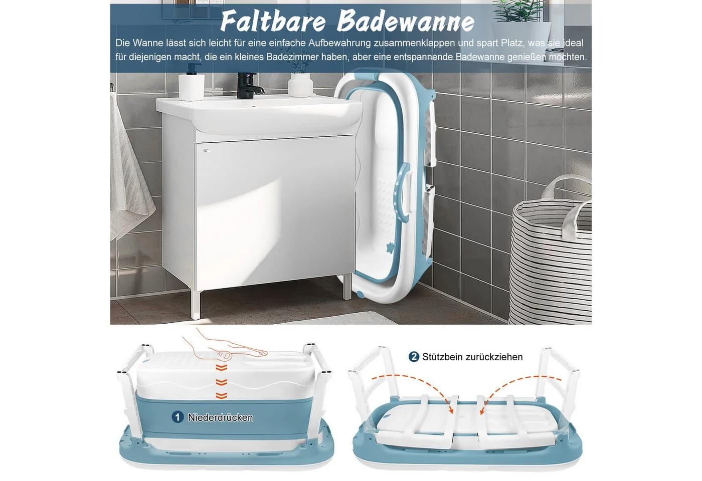 Faltbare, tragbare XXL-Badewanne aus Kunststoff - Bild 5