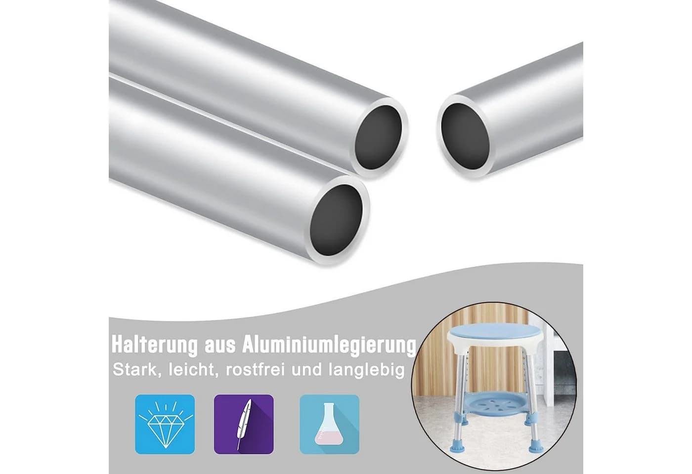 FIVMEN Duschhocker mit Tablett blau höhenverstellbar - Bild 3