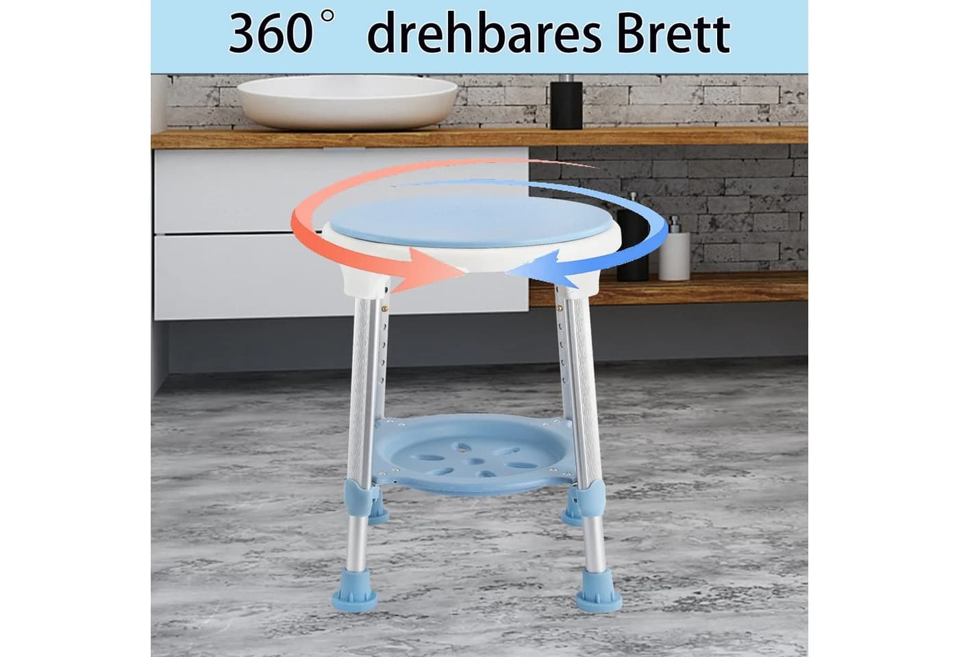 FIVMEN Duschhocker mit Tablett blau höhenverstellbar - Bild 4