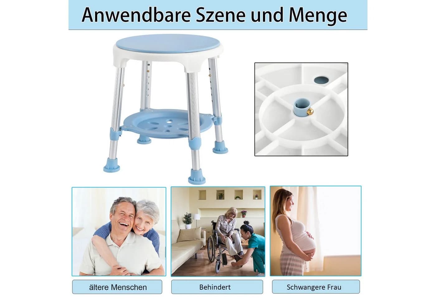 FIVMEN Duschhocker mit Tablett blau höhenverstellbar - Bild 5