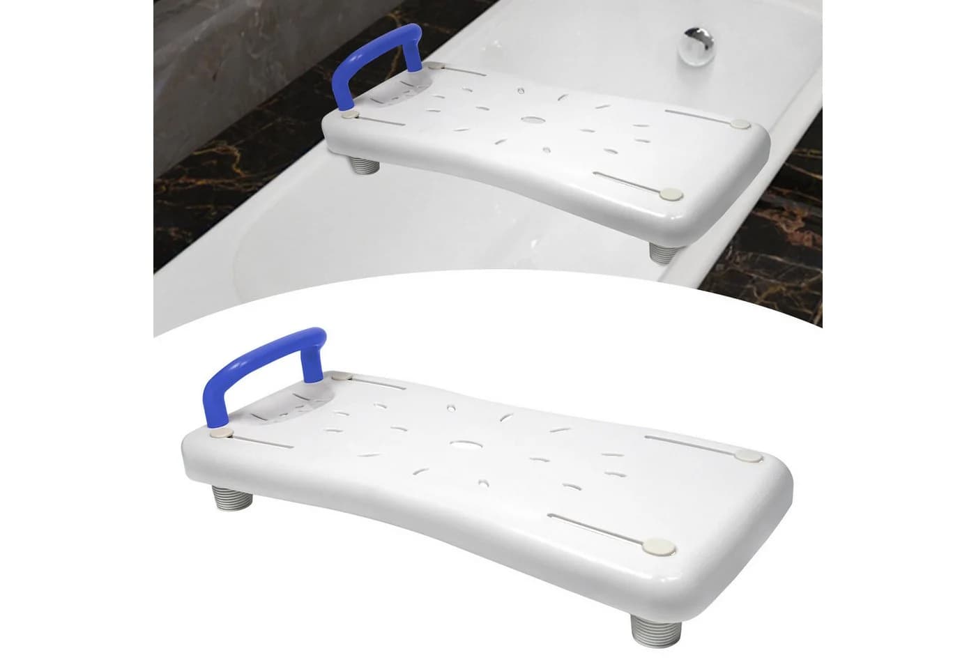 FIVMEN Badewannenbrett 70cm mit Griff und Seifenablage Blau - Bild 2