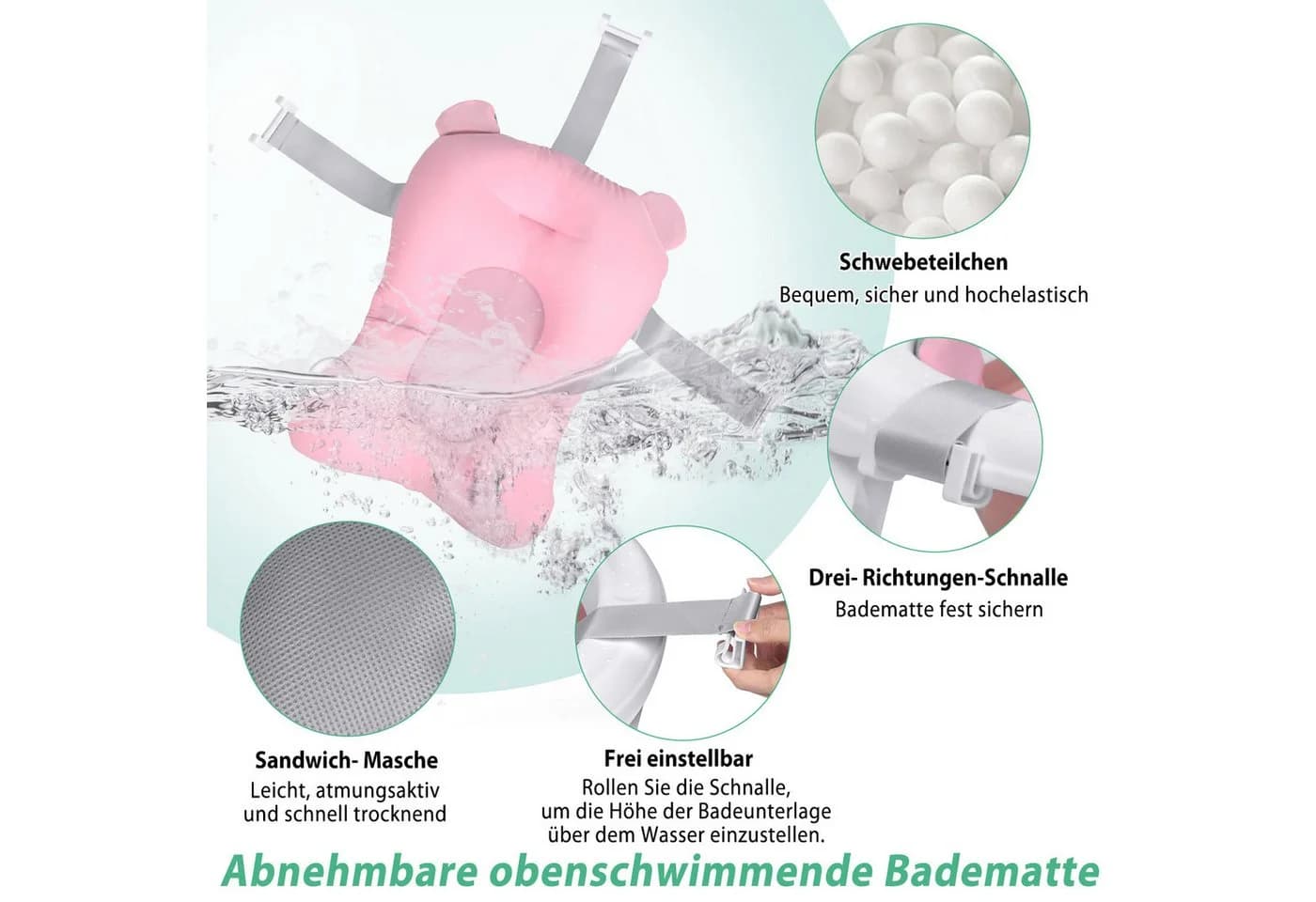FIVMEN Babybadewanne Faltbare Babywanne Rosa Rutschfeste Füße - Bild 3