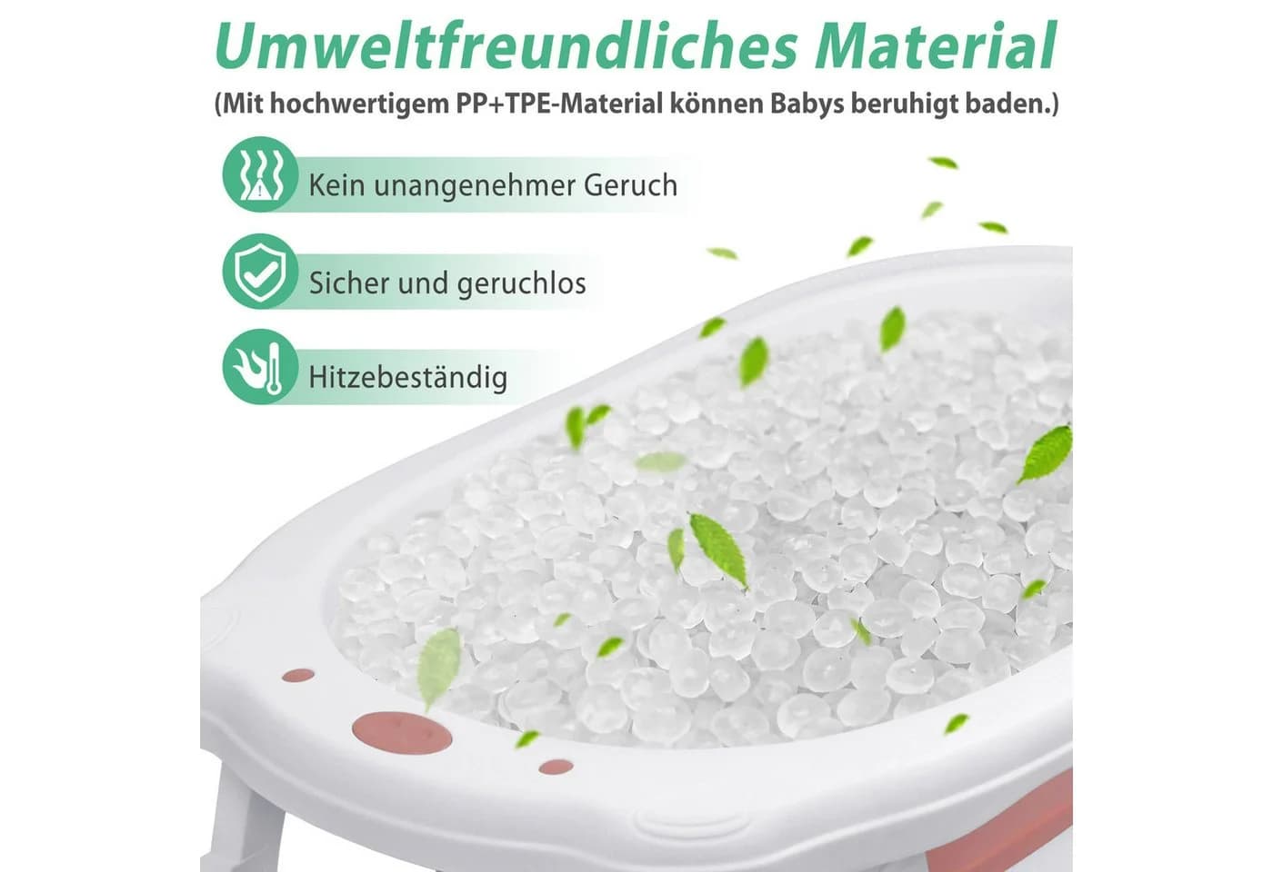 FIVMEN Babybadewanne Faltbare Babywanne Rosa Rutschfeste Füße - Bild 5