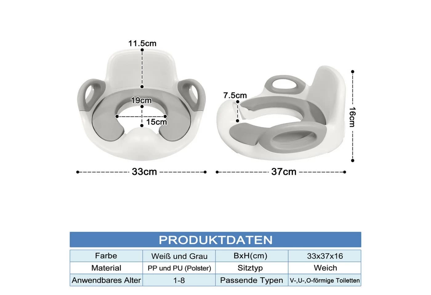 Baby-Toilettensitz aus PU - Sicher, Komfortabel und Einfach zu Reinigen