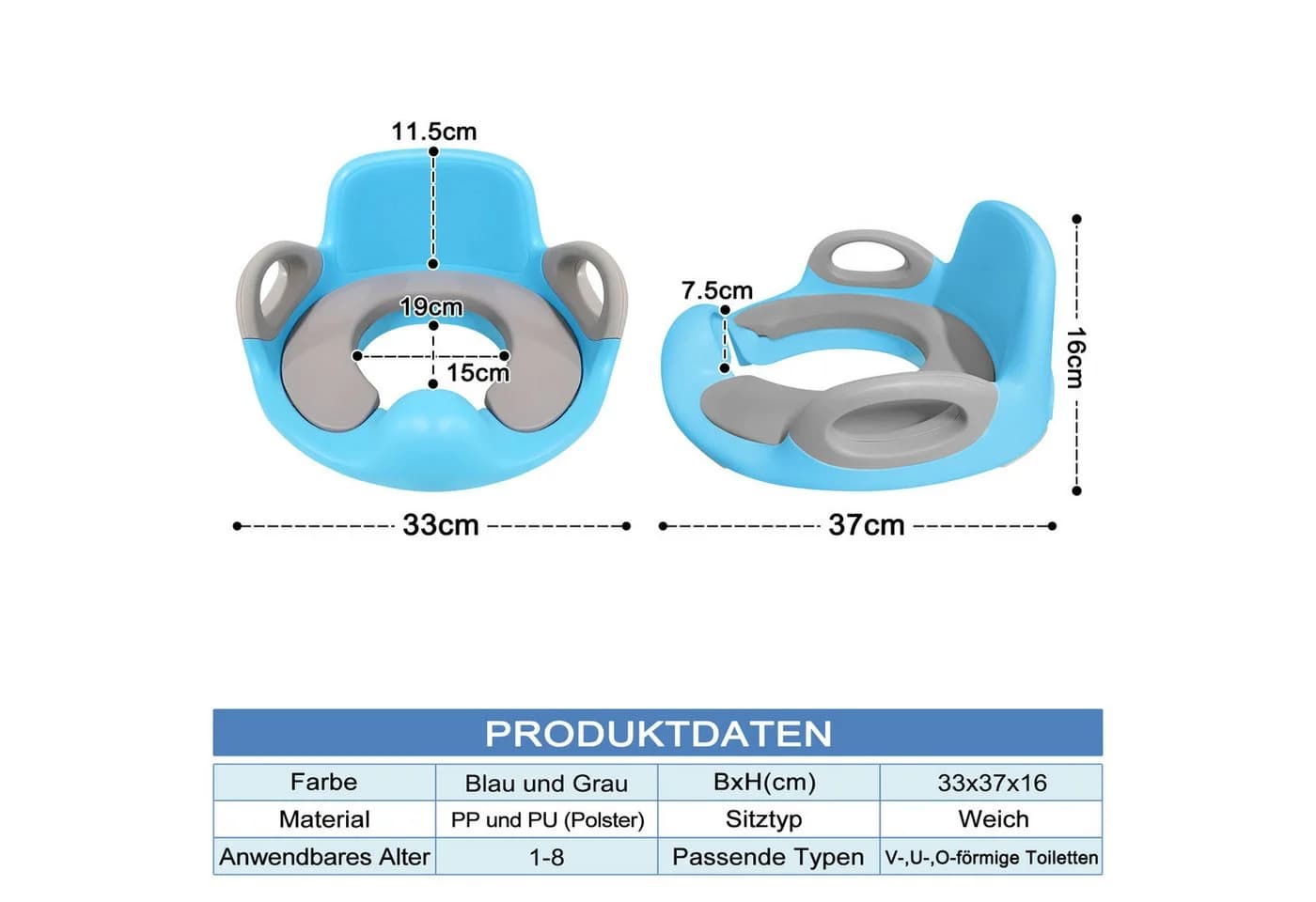 FIVMEN Baby-Toilettensitz Kinder WC Aufsatz Weiß/Rosa/Blau