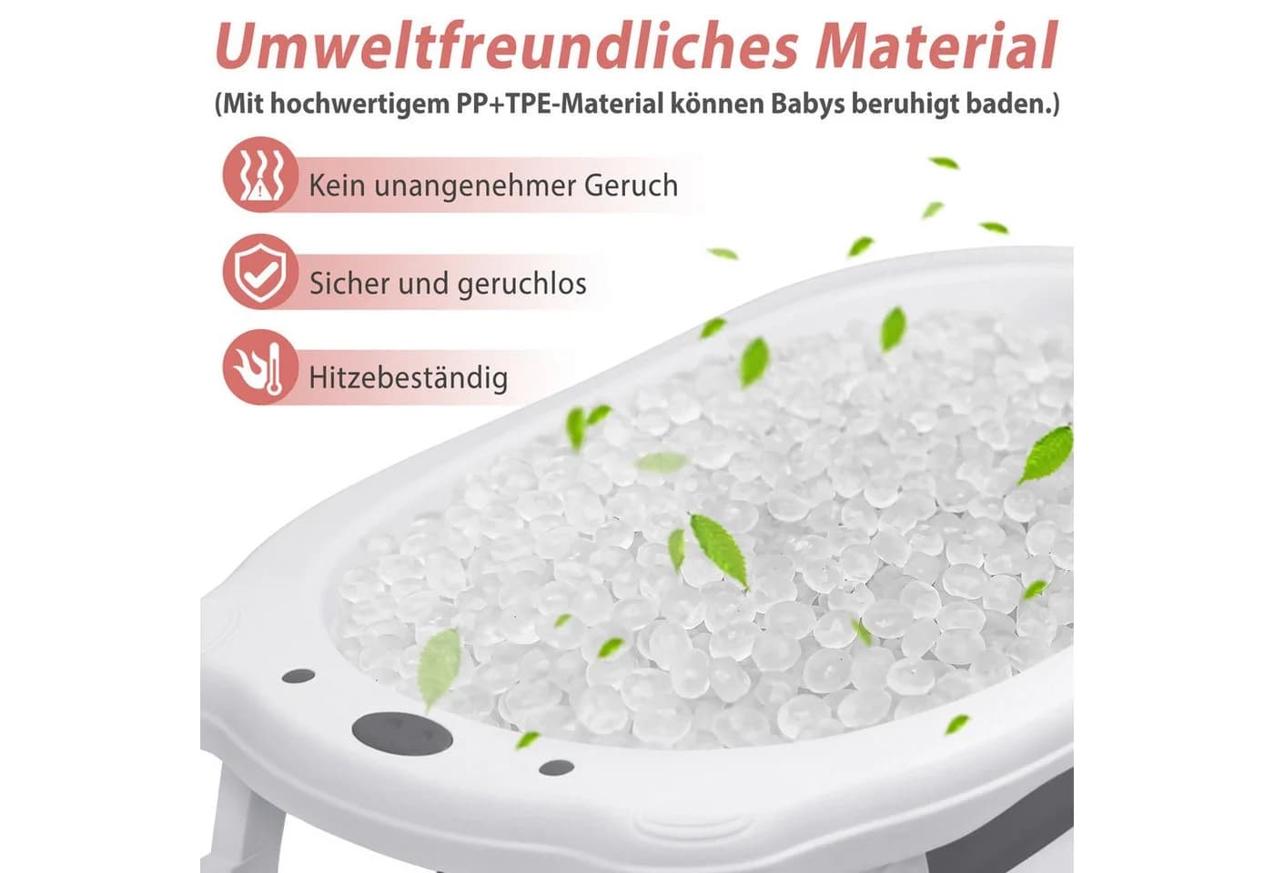 FIVMEN Faltbare Babybadewanne mit rutschfesten Füßen, inkl. Bade Sitzkissen, platzsparend - Bild 4