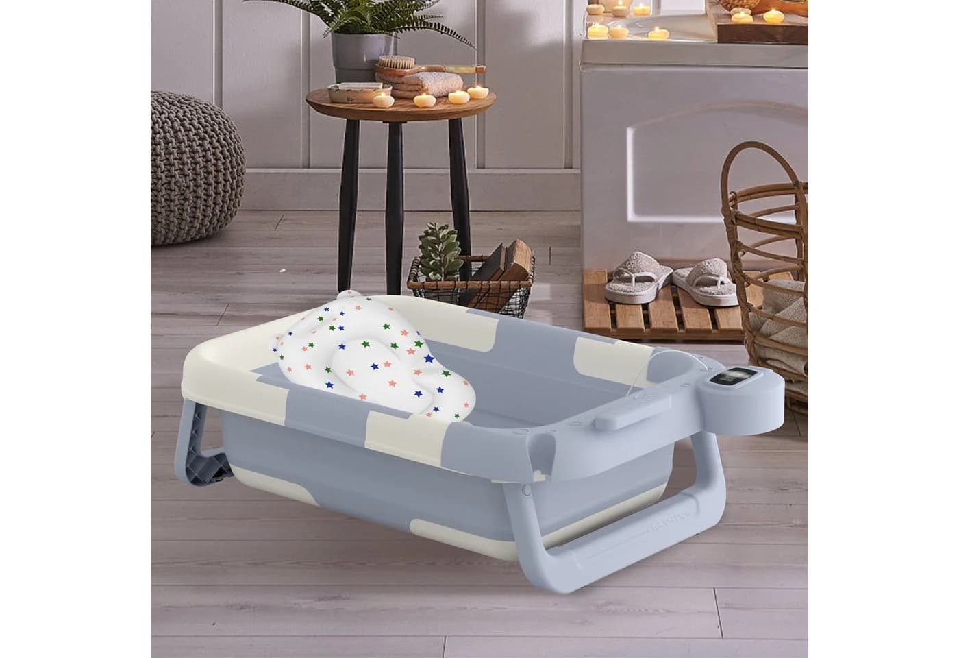 FIVMEN Babybadewanne Faltbare Mit Badekissen Und Thermometer - Bild 5