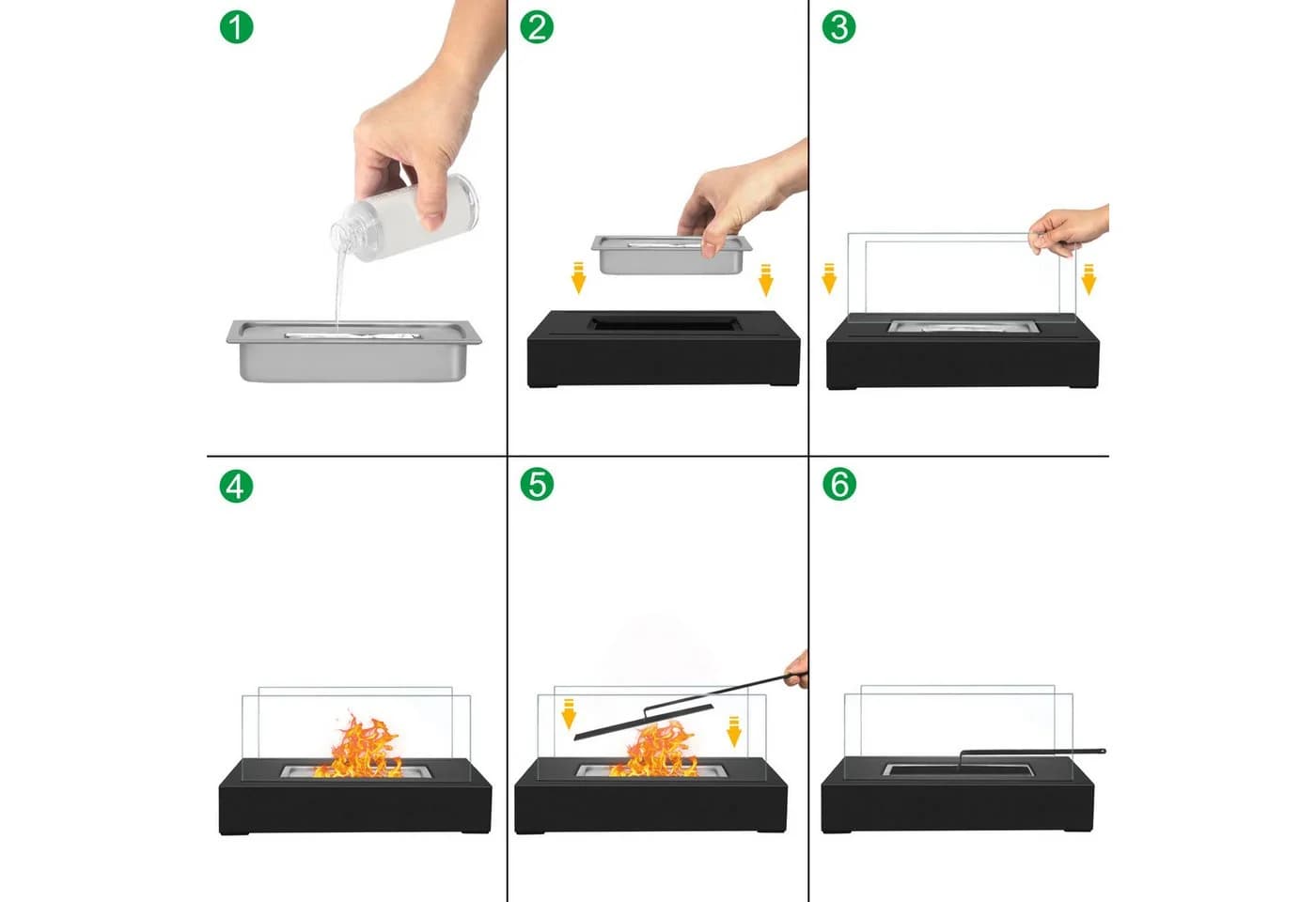FIVMEN Tischfeuer Bioethanol Kamin Indoor Outdoor Tragbar Schwarz - Bild 3