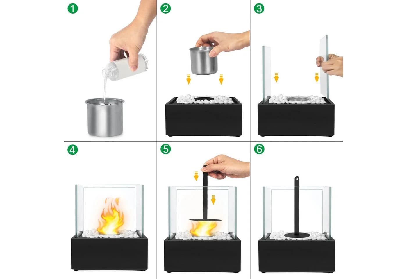 FIVMEN Tischfeuer Bioethanol Kamin Schwarz Tragbar Indoor Outdoor - Bild 3