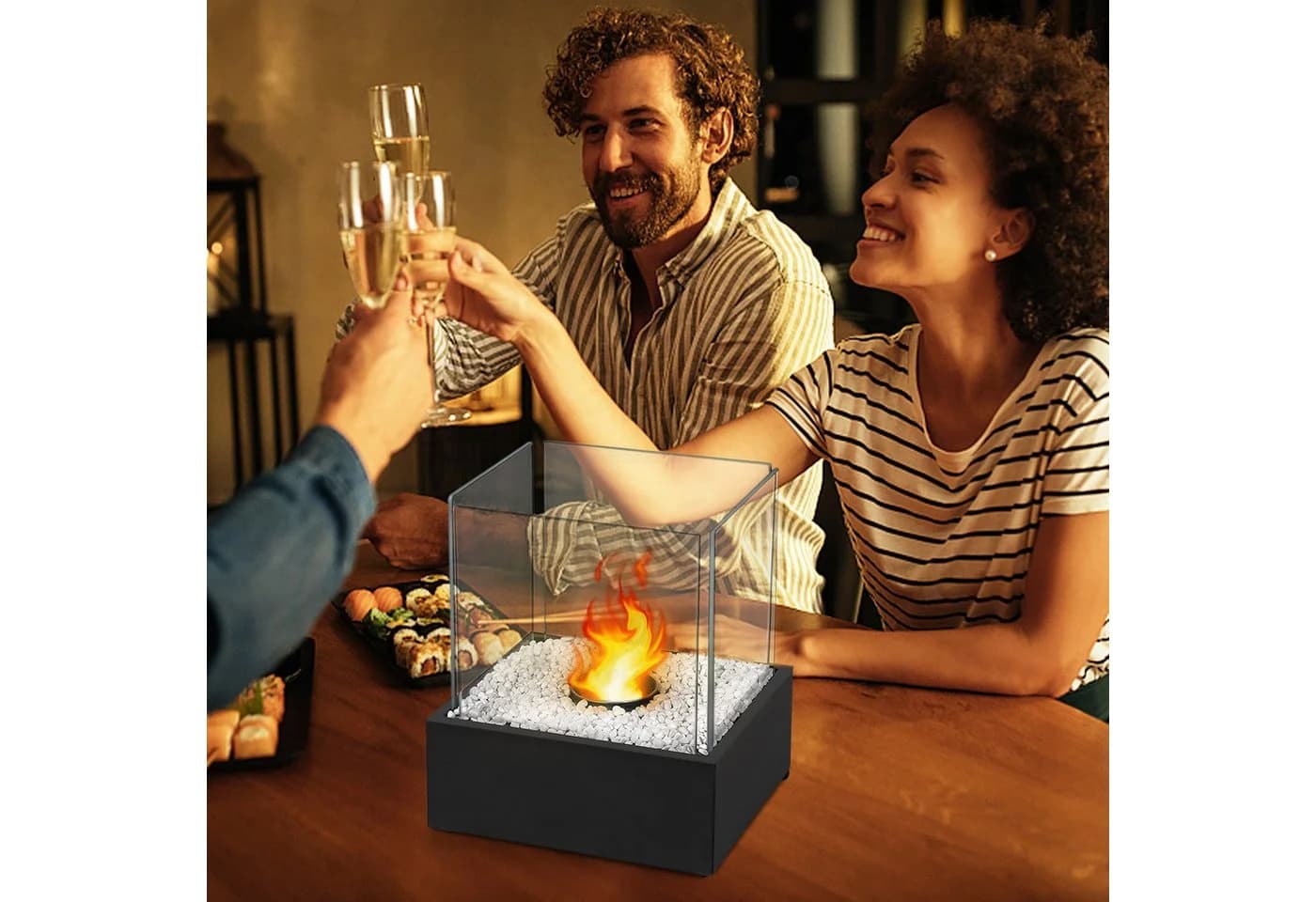 FIVMEN Tischfeuer Bioethanol Kamin Schwarz Tragbar Indoor Outdoor - Bild 5