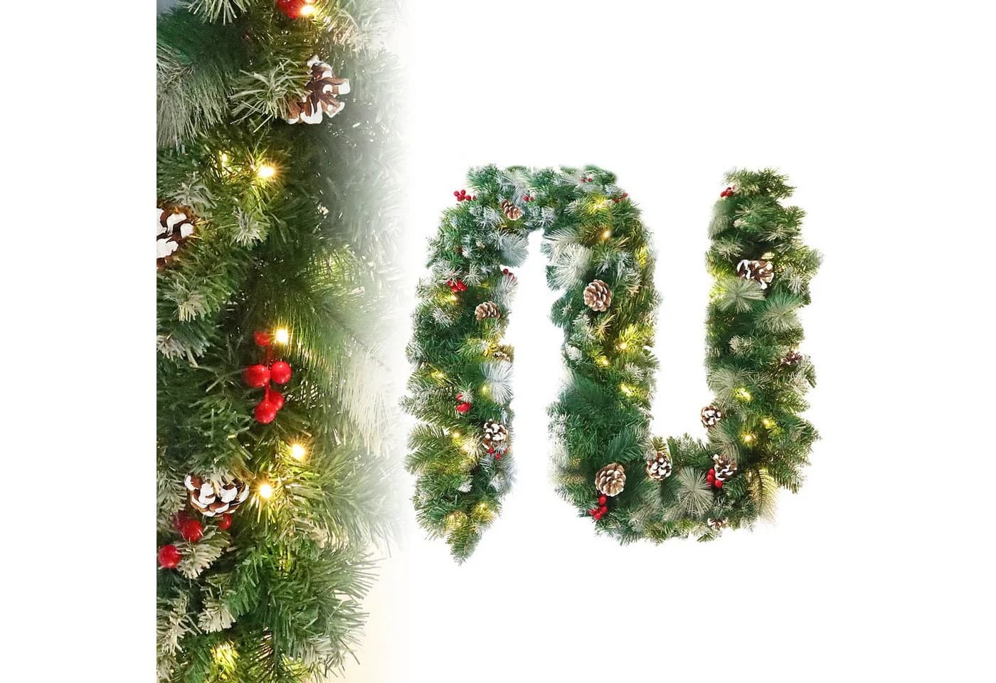 FIVMEN Kunstgirlande mit LED-Lichterkette, Weihnachtsdeko Tannengirlande - Bild 2