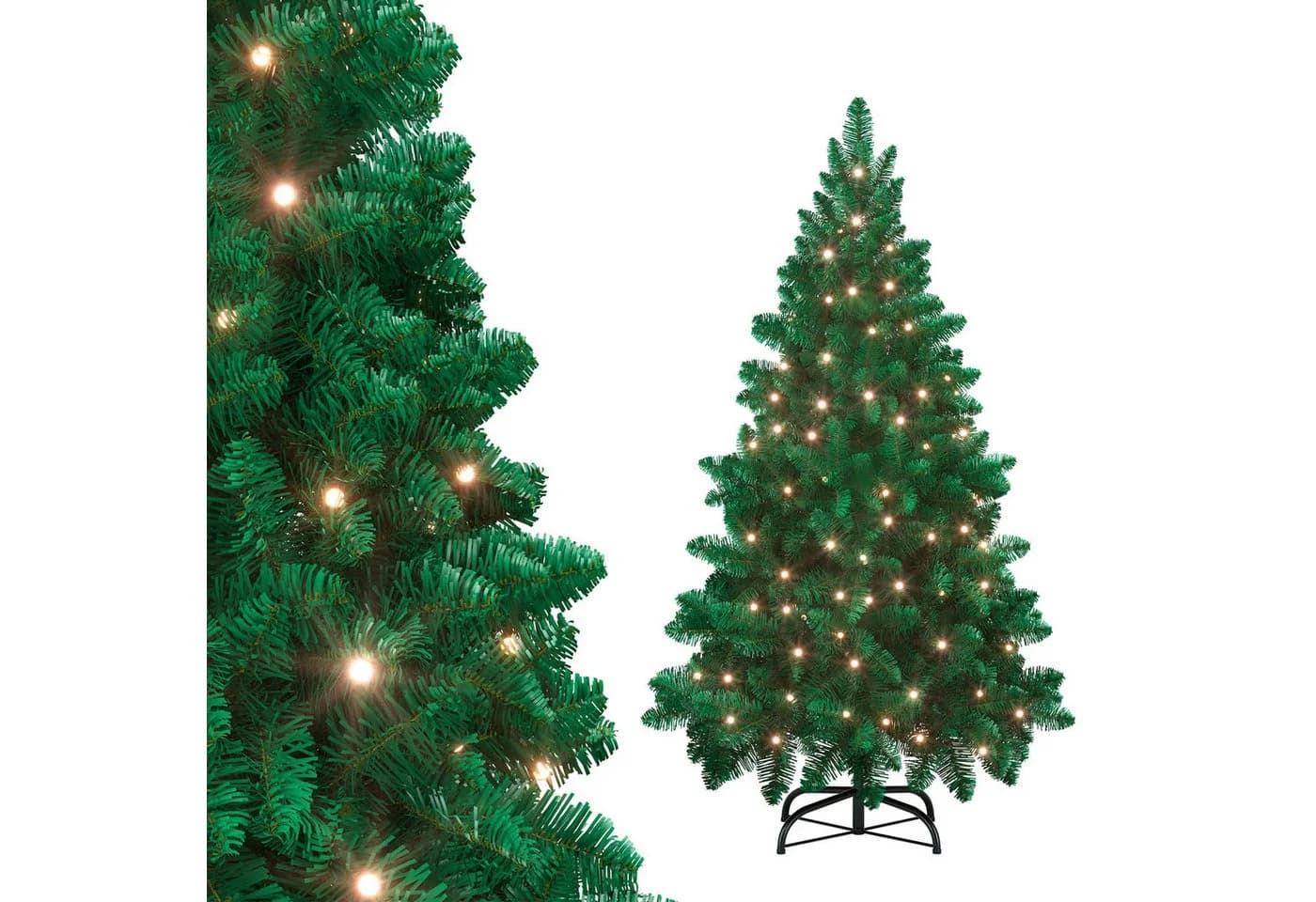 FIVMEN Künstlicher Weihnachtsbaum Grün mit LED warm-weiß und Metallständer - Bild 2