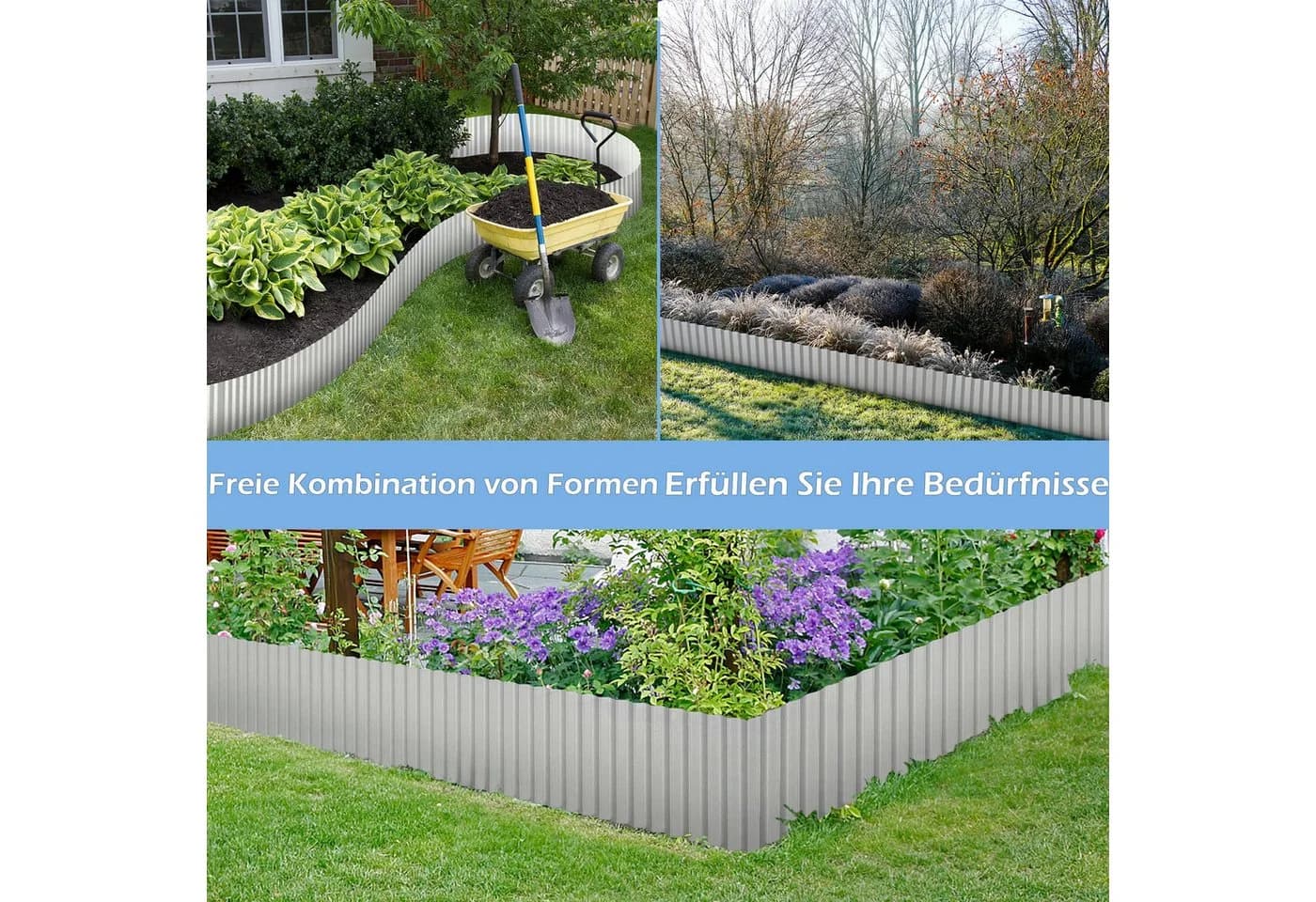 FIVMEN Rasenkante Beetbegrenzung Metall 5m/10m Silber/Schwarz/Rost - Bild 3