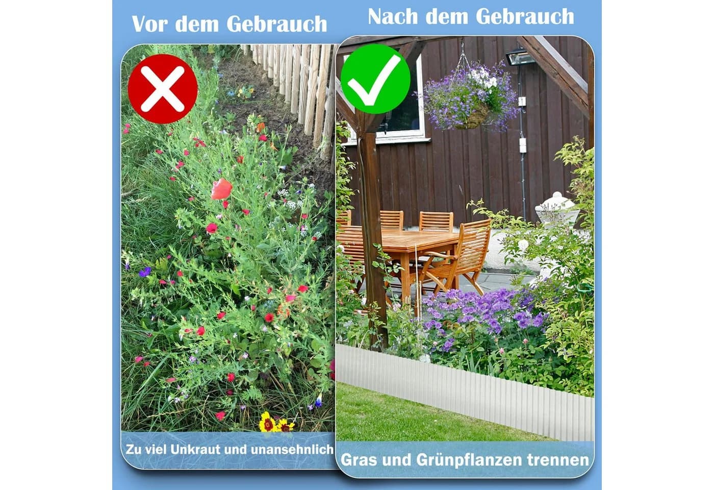 FIVMEN Rasenkante Beetbegrenzung Metall 5m/10m Silber/Schwarz/Rost - Bild 5