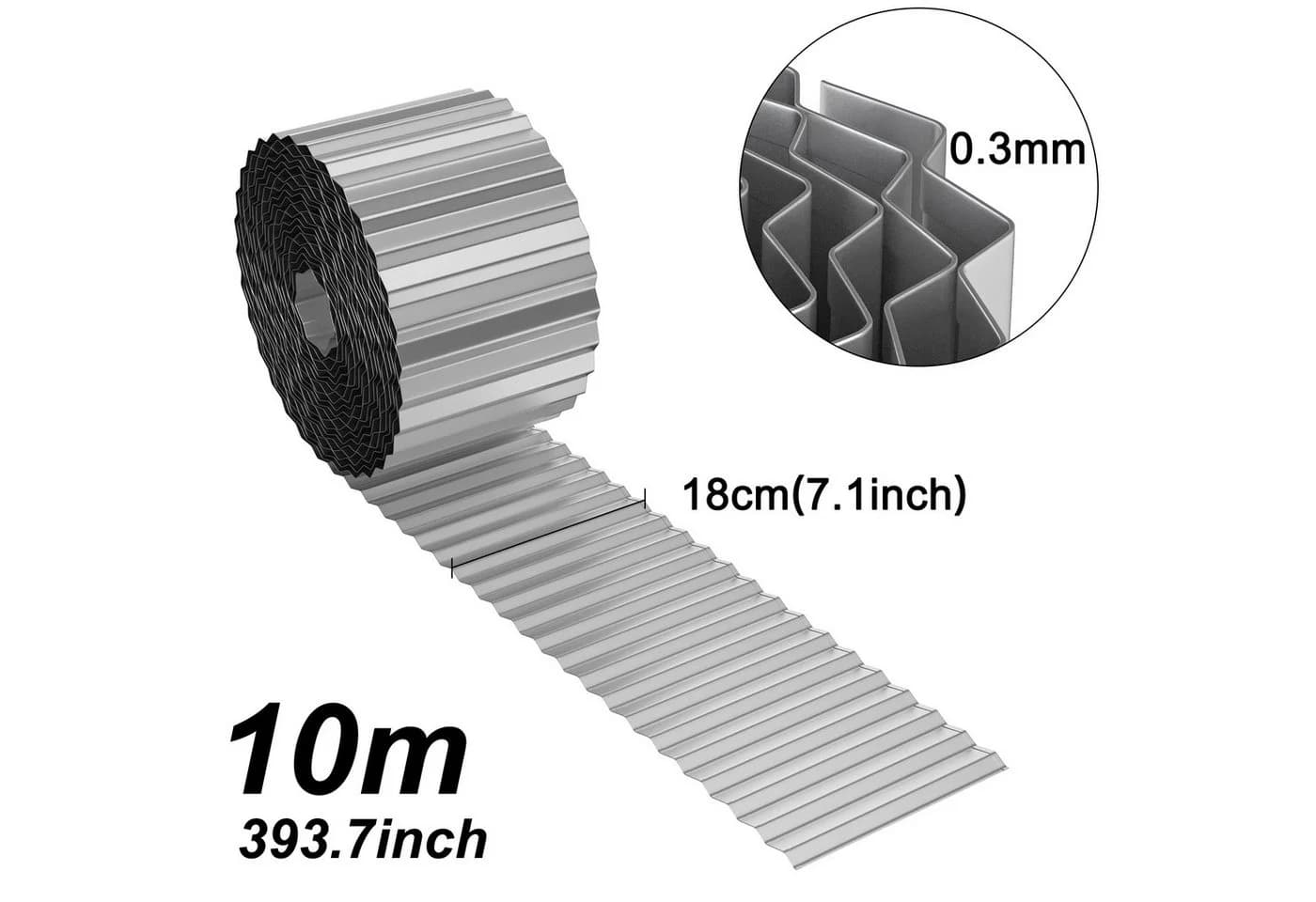 FIVMEN Rasenkante 5m/10m Beetbegrenzung Metall Verzinkt 15cm/18cm Hoch Silber/Schwarz/Rost