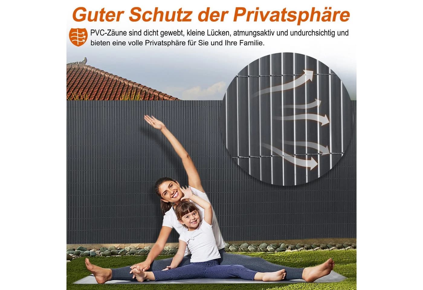 FIVMEN Sichtschutzmatte PVC Anthrazit Wetterfest - Bild 3