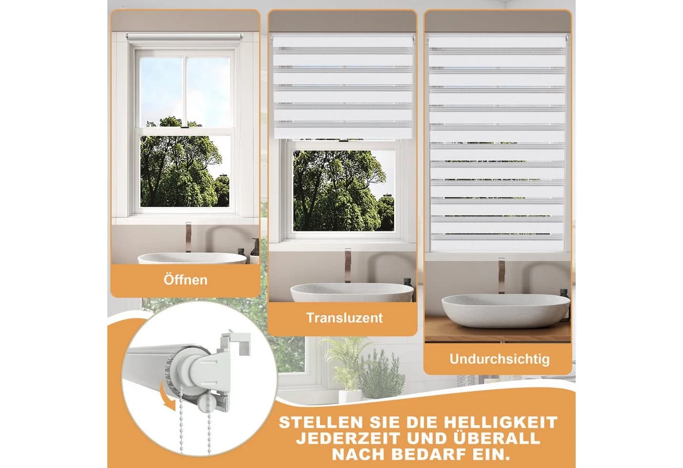 FIVMEN Doppelrollo ohne Bohren Klemmfix Zebrarollo - Bild 3