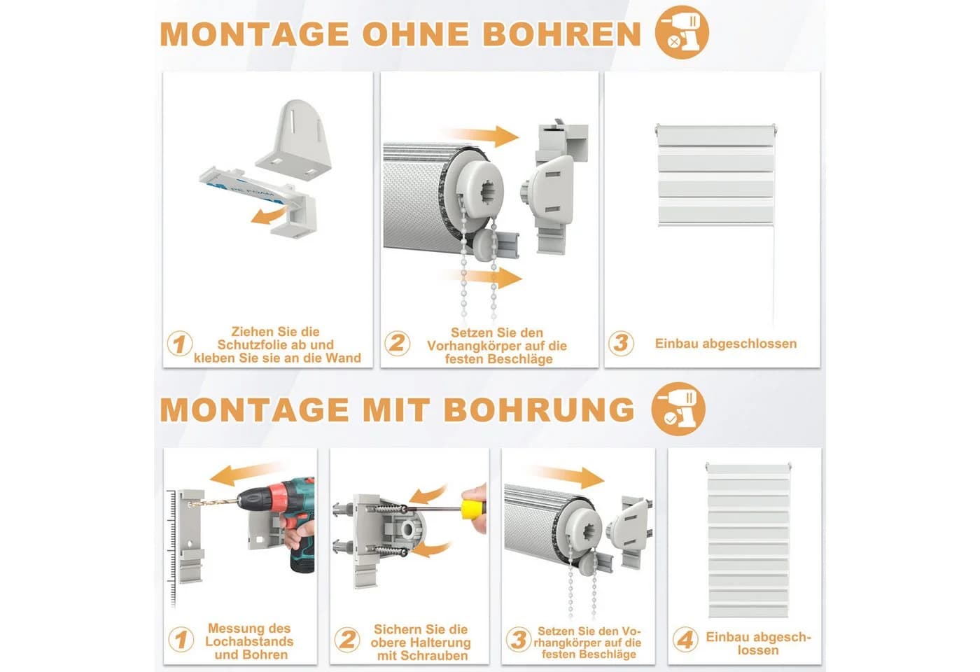 FIVMEN Doppelrollo ohne Bohren Klemmfix Zebrarollo - Bild 5