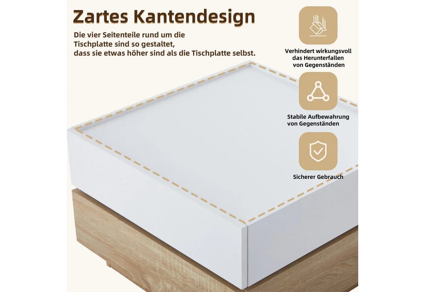 IDEASY Couchtisch mit 360° schwenkbarer Ablage und Schubladen - Bild 4