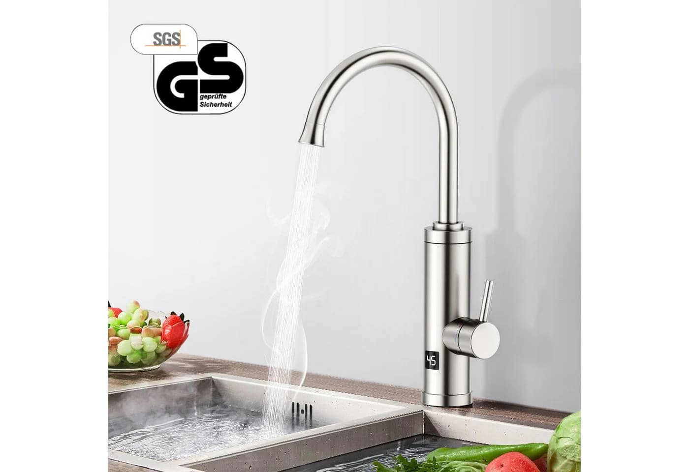 HOMELODY Küchenarmatur mit Durchlauferhitzer 3300W Edelstahl - Bild 2