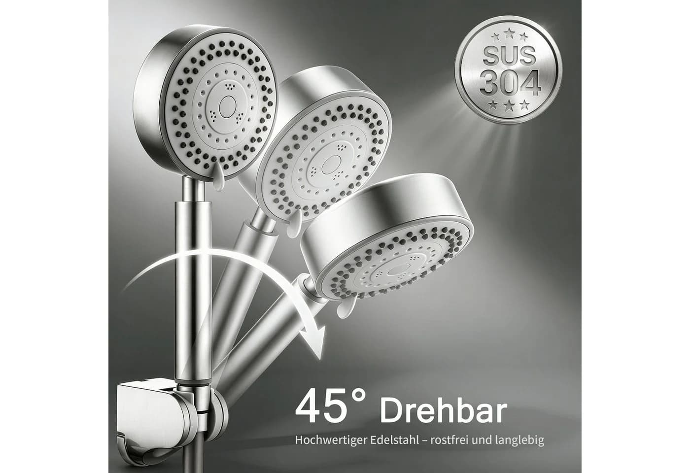 DESFAU Wannenarmatur Set gebürstet mit 4-strahliger Handbrause - Bild 4