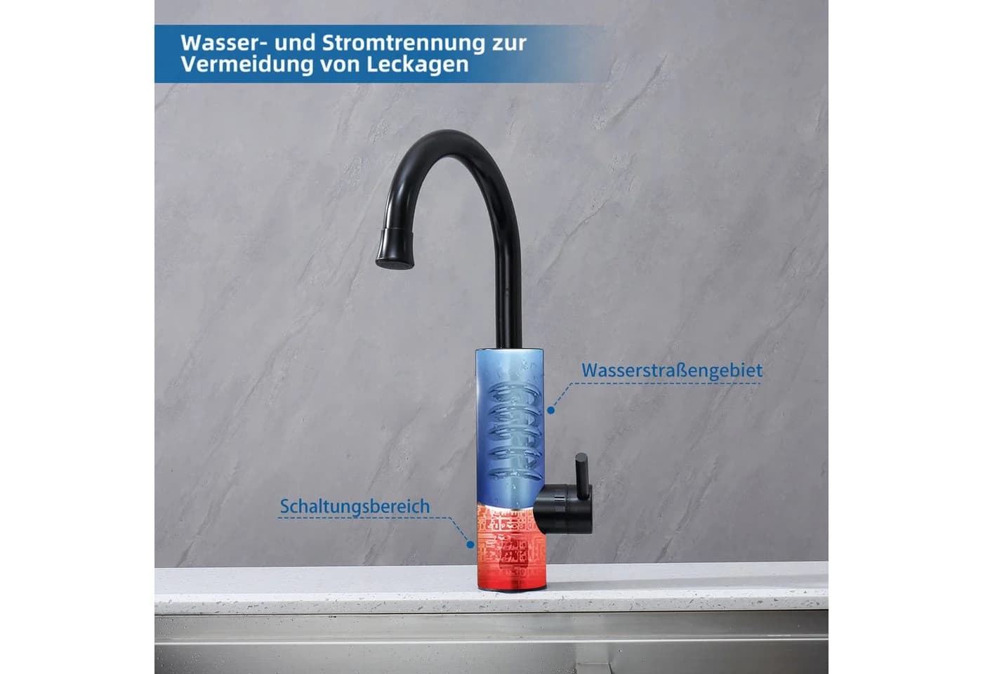 HOMELIVE Küchenarmatur mit Durchlauferhitzer Schwarz 360° drehbar - Bild 4