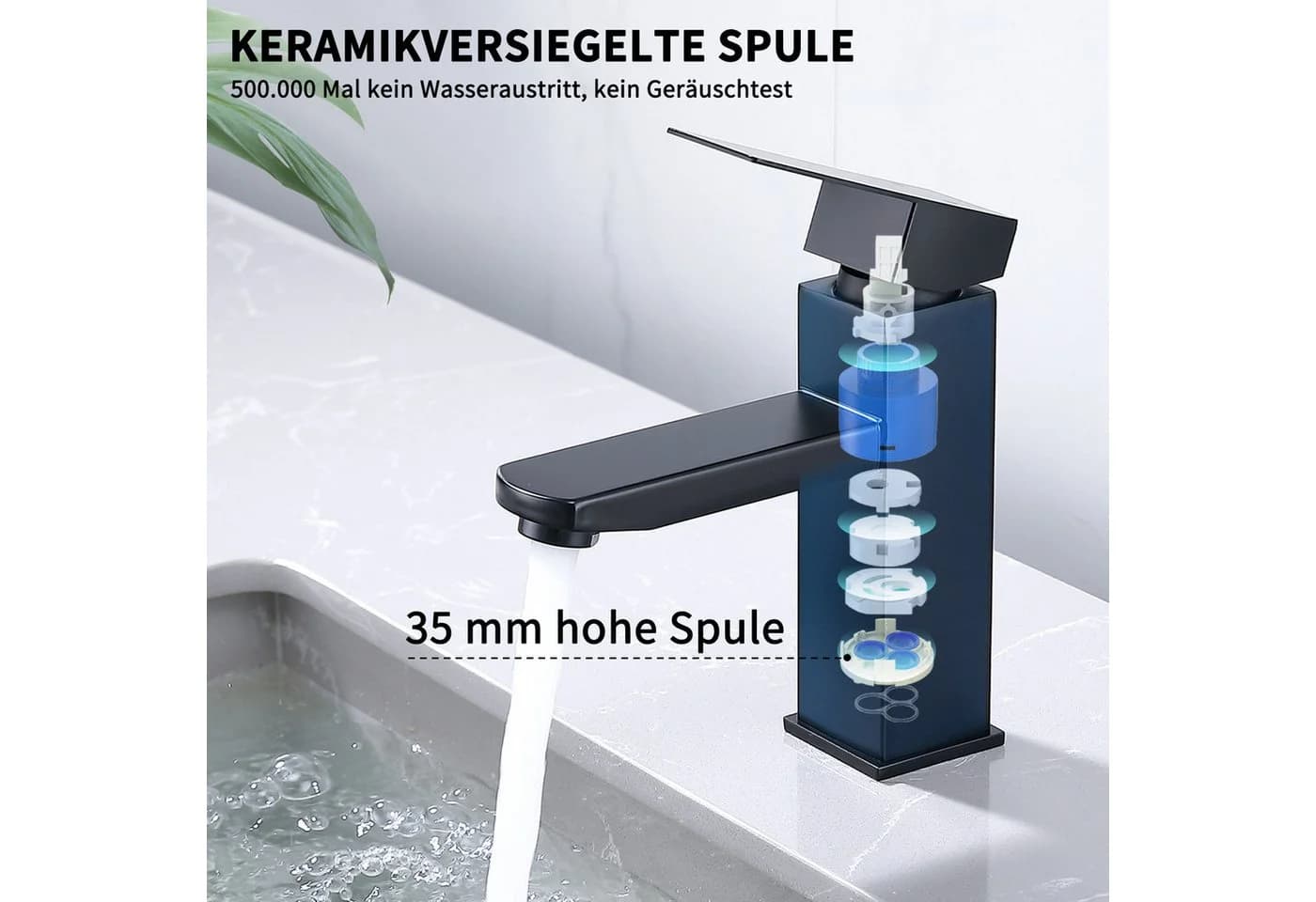 DESFAU Waschtischarmatur Schwarz Matt Einhandgriff - Bild 3
