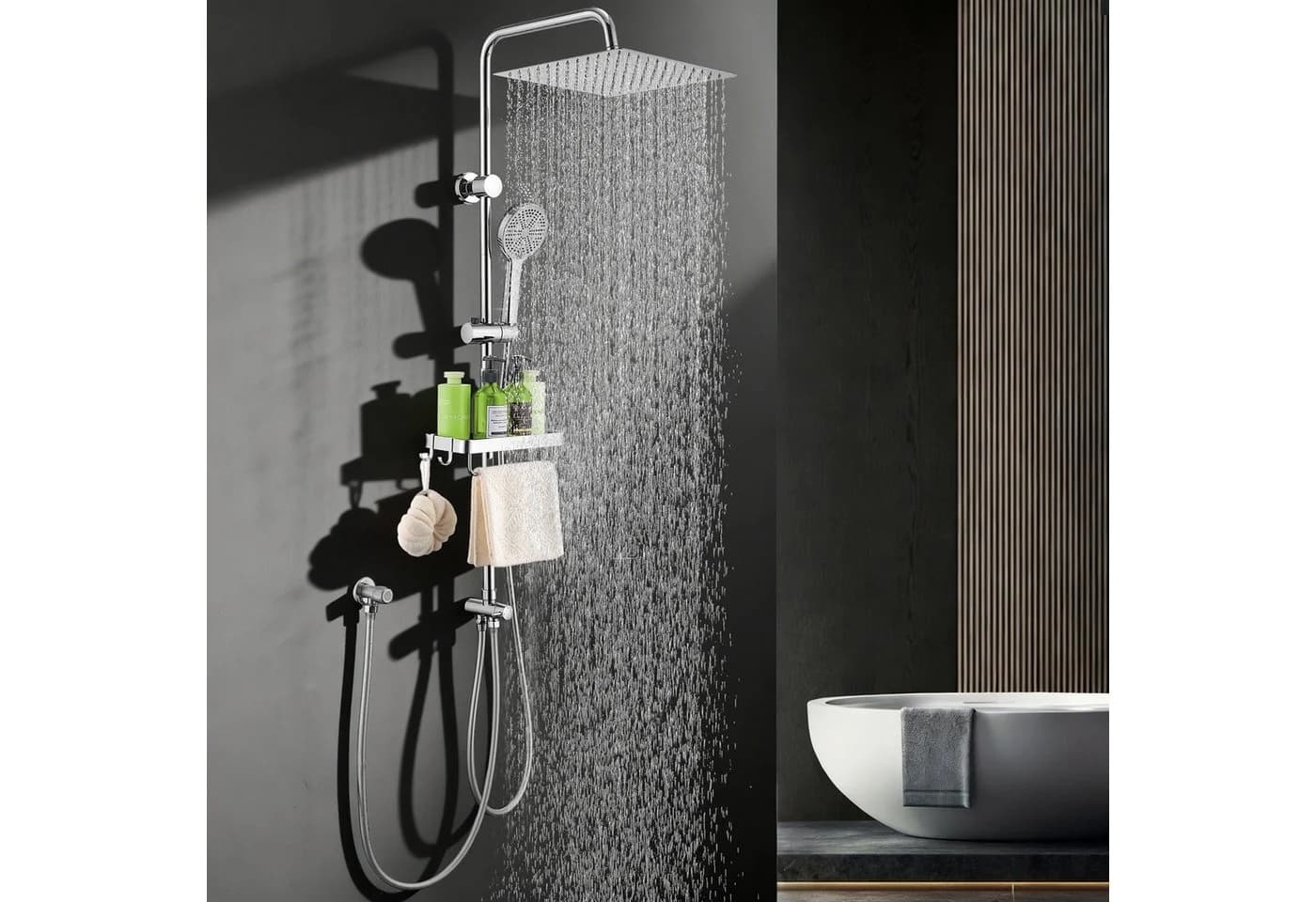 HOMELODY Duschsystem mit 30 cm Regendusche, Chrom, höhenverstellbar - Bild 2