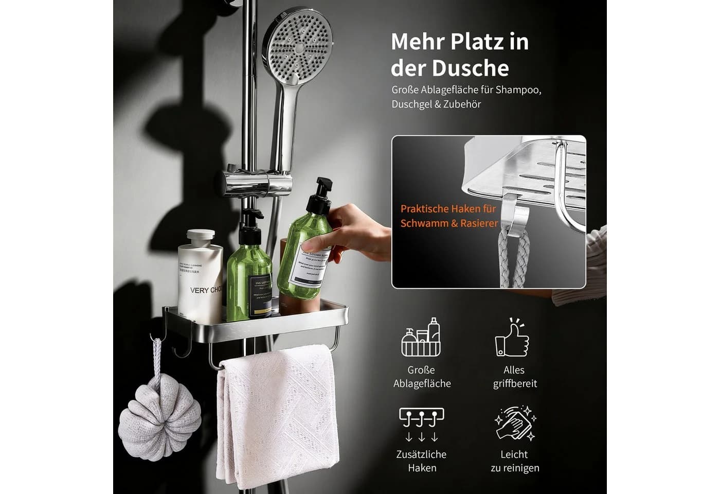 HOMELODY Duschsystem 30cm Regendusche Chrom mit Handbrause - Bild 3