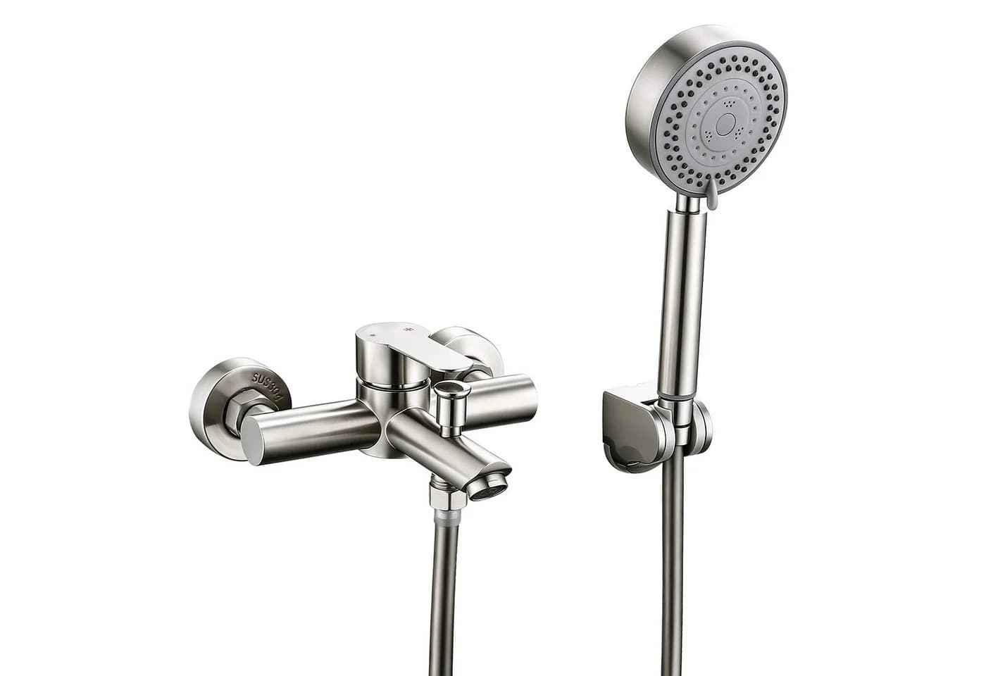 HOMELODY Wannenarmatur Set Schwarz Edelstahl mit 4-strahliger Handbrause - Bild 2