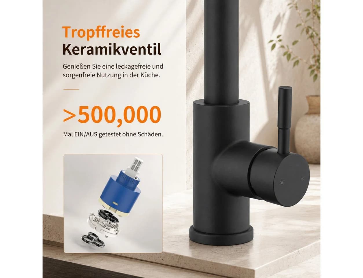 HOMELIVE Spültischarmatur Ausziehbar Schwarz SUS304 Edelstahl - Bild 5