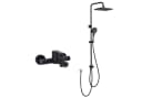 HOMELODY Duschsystem mit Badewannenarmatur, 30x20 cm Regendusche, Schwarz Bild 2