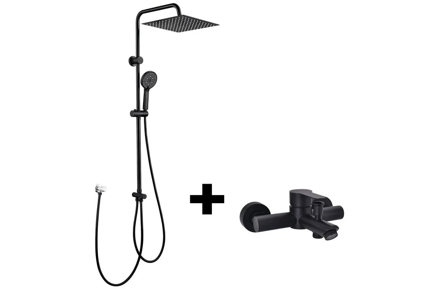 HOMELODY Duschsystem Schwarz mit 30 cm Regendusche und Badewannenarmatur - Bild 2