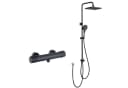 HOMELODY Duschsystem mit Regendusche 30x20 cm Schwarz Thermostat Bild 2