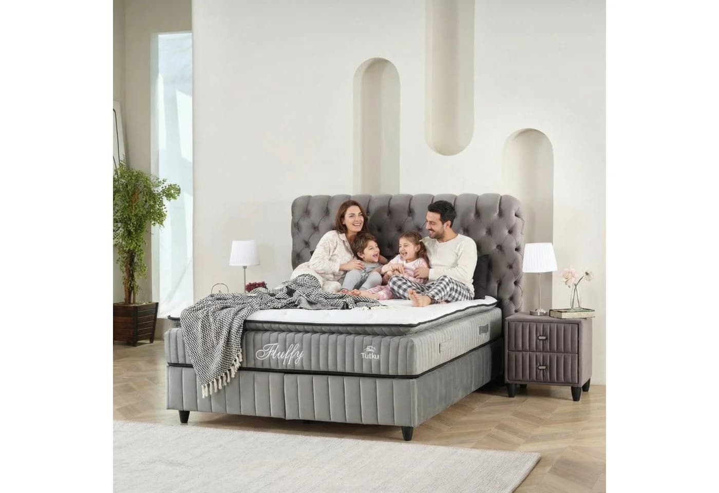 gowoll Boxspringbett Comfort Duo Grau mit Bettkasten & H3 Matratze - Bild 4