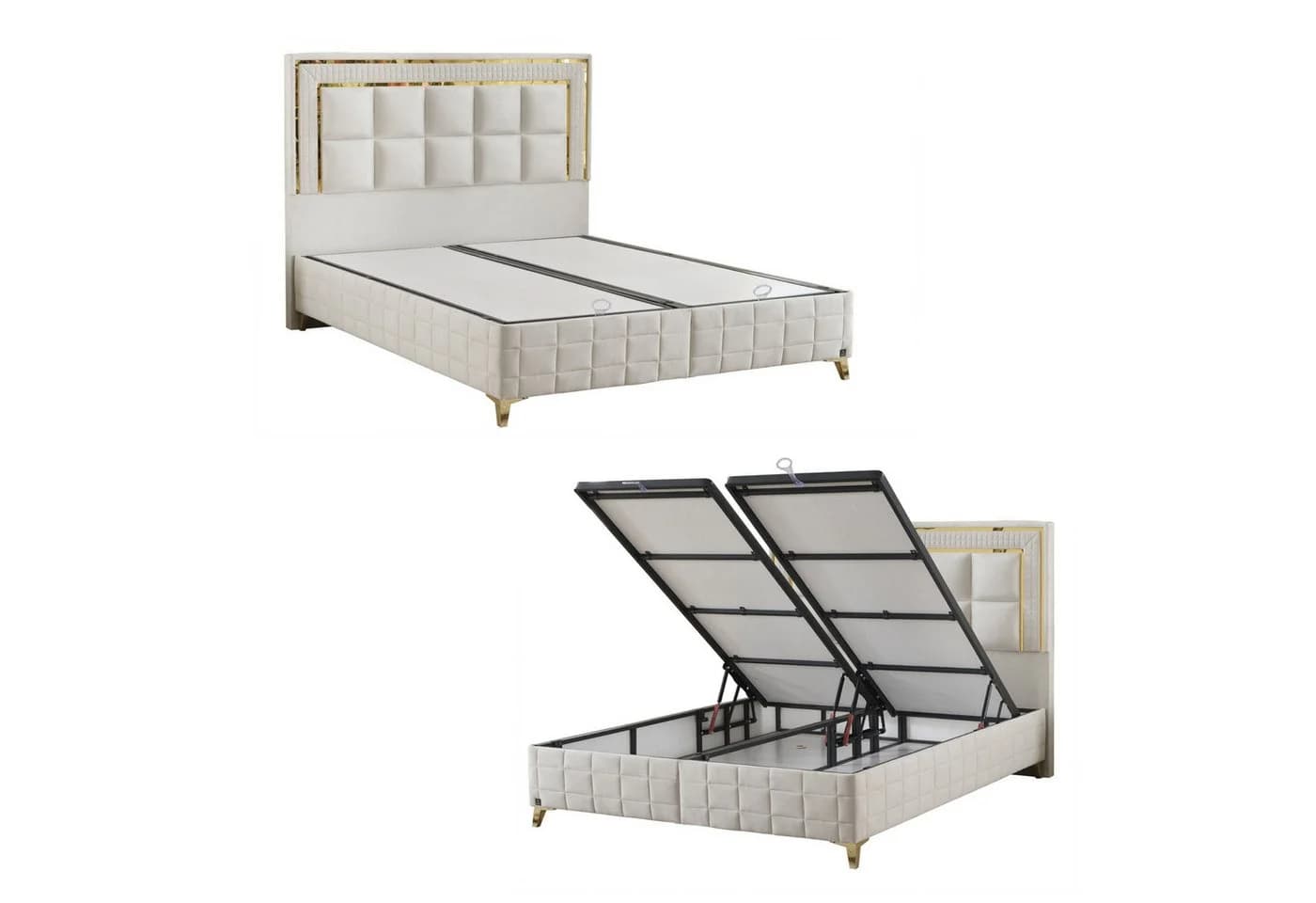 gowoll Boxspringbett Wooltouch Stauraumbett Weiß mit Matratze & Topper - Bild 4